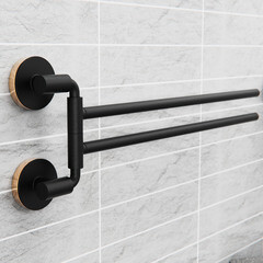 Полотенцедержатель Fora Lord 440 мм двойной поворотный на шуруп нержавеющая сталь черный (FOR-LORD022BL) - фото 2