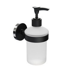 Дозатор для мыла Fora Lord с держателем стекло матовый/металл черный (FOR-Lord 041BL) - фото 4