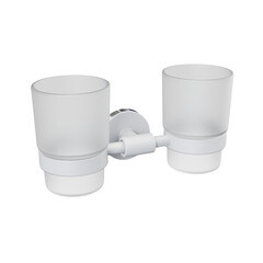 Стакан для ванной Fora Lord с держателем двойной стекло прозрачный/ металл белый (FOR-LORD039WT) - фото 4