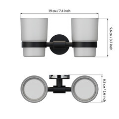 Стакан для ванной Fora Lord с держателем двойной стекло прозрачный/ металл белый (FOR-LORD039WT) - фото 2