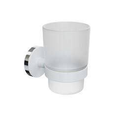 Стакан для ванной Fora Lord с держателем стекло прозрачный/ металл белый (FOR-LORD044WT) - фото 2