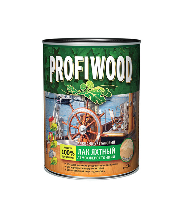 Изображение товара Лак алкидно-уретановый яхтный Profiwood глянцевый бесцветный 0,8 л