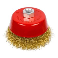 Щетка-крацовка чашечная латунированная стальная проволока М14 d125 мм