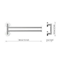 Полотенцедержатель Fora Long 385 мм двойной поворотный на шуруп силумин хром (L022/1251) - фото 6