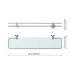 Полка для ванной Fora Long 600х157х65 мм стекло/металл хром (L03460M/1329) - фото 2