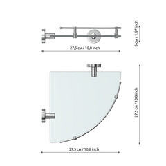 Полка для ванной Fora Long угловая 275х275х50 мм стекло/металл хром (L035M/1343) - фото 6
