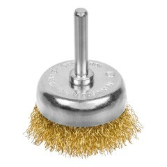 Щетка-крацовка чашечная со шпилькой латунированная стальная проволока d38 мм
