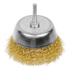 Щетка-крацовка чашечная со шпилькой латунированная стальная проволока d100 мм