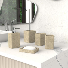 Стакан для ванной Fora Stone Natural настольный полирезин бежевый (FOR-STN44NAT) - фото 4