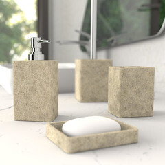 Мыльница для ванной Fora Stone Natural настольная полирезин бежевая (For-STN036NAT) - фото 4