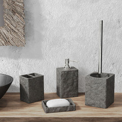 Стакан для ванной Fora Stone Black настольный полирезин черный (FOR-STN44BL) - фото 4