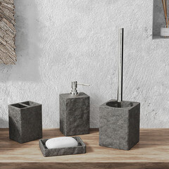 Дозатор для мыла Fora Stone Black настольный полирезин черный (For-STN021BL) - фото 3