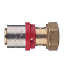 Соединитель прямой Tiemme с накидной гайкой под евроконус 20(пресс) х 1/2 ВР(г) - фото 2