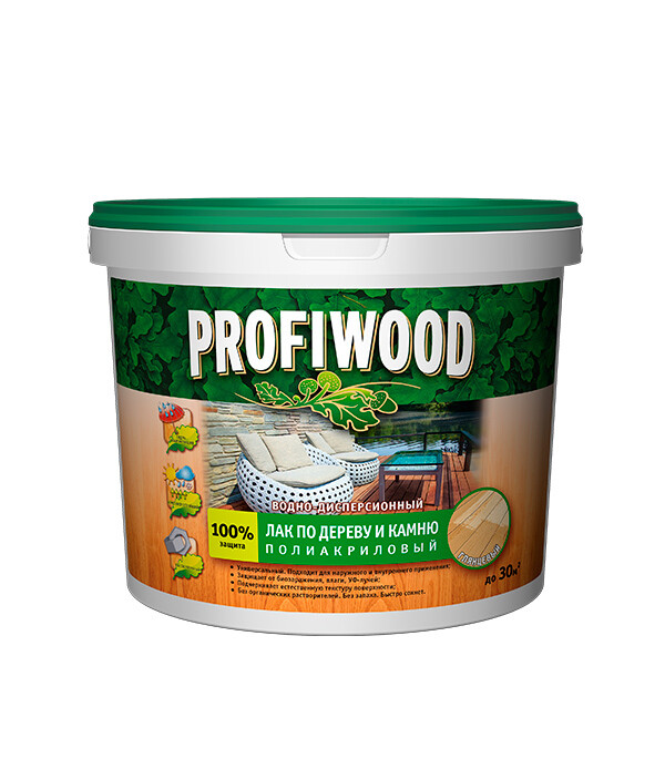 Изображение товара Акриловый бесцветный лак Profiwood 2,2 кг для дерева и камня глянцевый