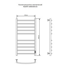 Полотенцесушитель электрический MyFrea MyWay 1000х500 мм 126 Вт с терморегулятором хром - фото 4