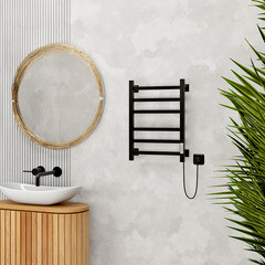 Полотенцесушитель электрический MyFrea MyVatican 600х400 мм 93 Вт с терморегулятором черный - фото 6