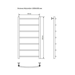 Полотенцесушитель водяной MyFrea MyLondon 1000х500 мм лесенка хром - фото 2