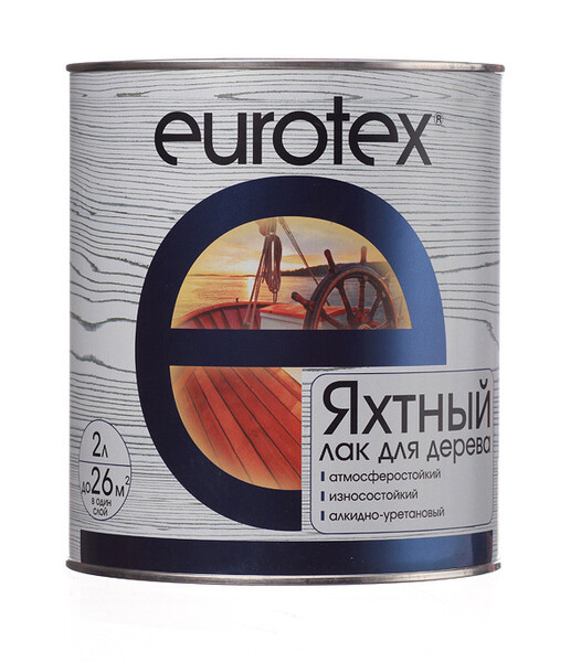Лак алкидно-уретановый яхтный Eurotex бесцветный 2 л полуматовый ...