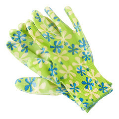 Перчатки нейлоновые с нитриловым обливом КМ желто-зеленые 9 (L) - фото 2