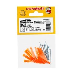 Дюбель универсальный 5х32 мм с саморезом 3х40 мм 12 шт (046221)