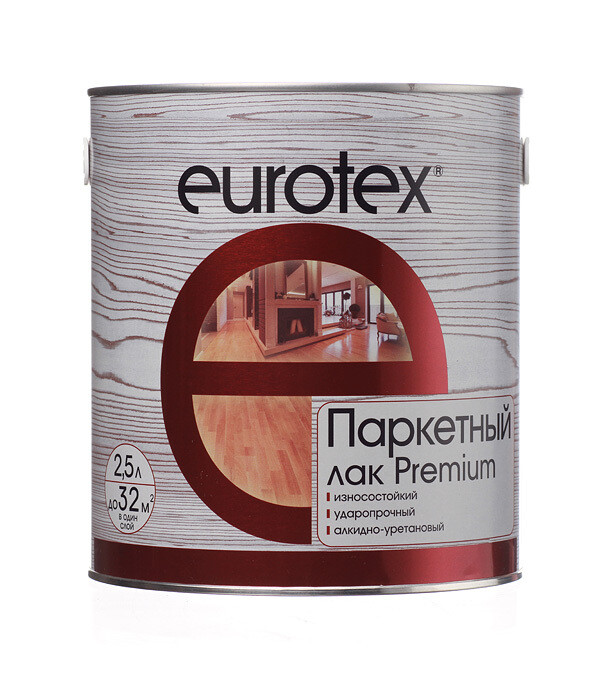 Изображение товара Лак алкидно-уретановый Eurotex Premium бесцветный 2,5 л полуматовый для внутренних работ