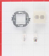 Розетка компьютерная Simon 15 встраиваемая слоновая кость 2хRJ45 (1591593-031) - фото 5