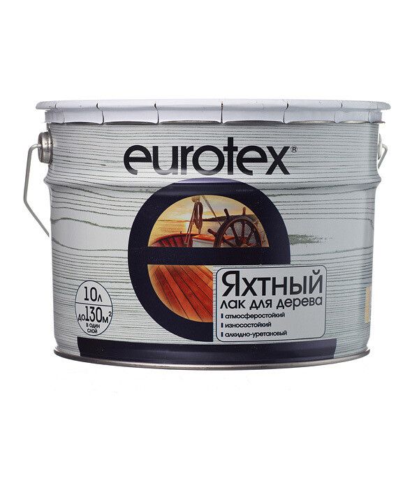 Изображение товара Алкидно-уретановый яхтный лак Eurotex бесцветный 10 л полуматовый