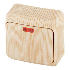 Выключатель Systeme Electric Этюд одноклавишный накладной сосна с подсветкой (BA10-005D) - фото 3