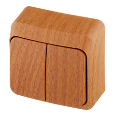 Выключатель Systeme Electric Этюд двухклавишный накладной бук с подсветкой (BA10-006T) - фото 5