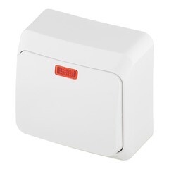 Переключатель Systeme Electric Этюд одноклавишный накладной белый с подсветкой (BA10-007B) - фото 2