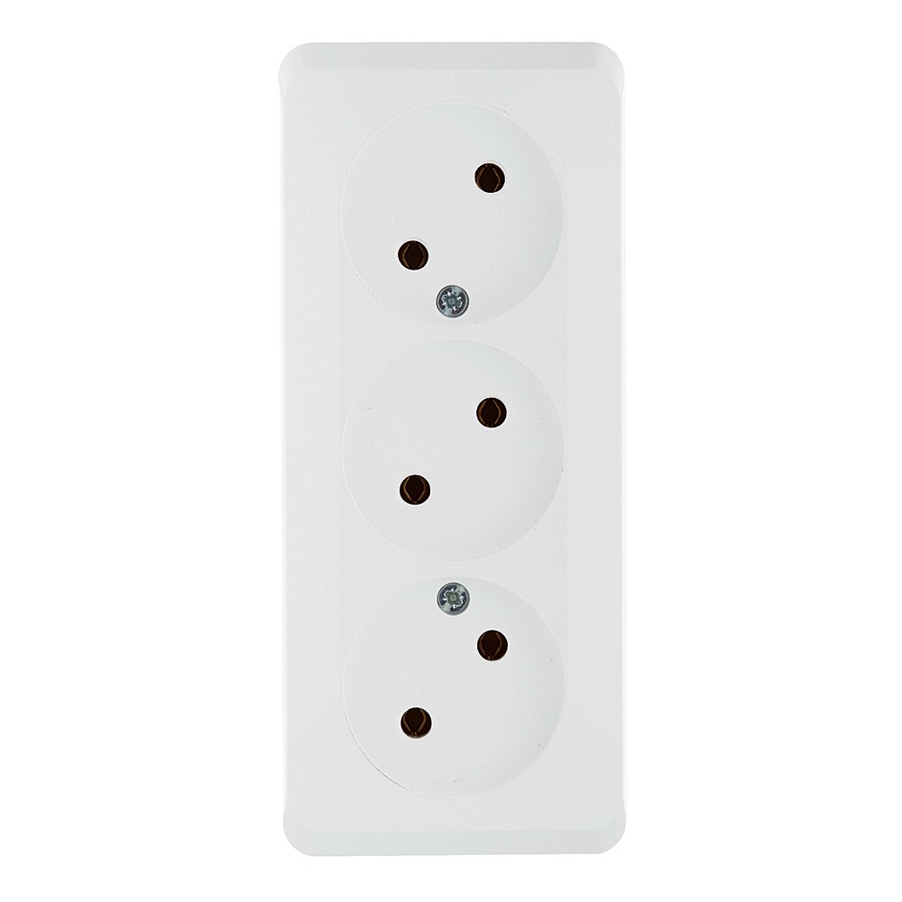 Изображение товара Розетка Systeme Electric Этюд накладная белая 3 гнезда IP20