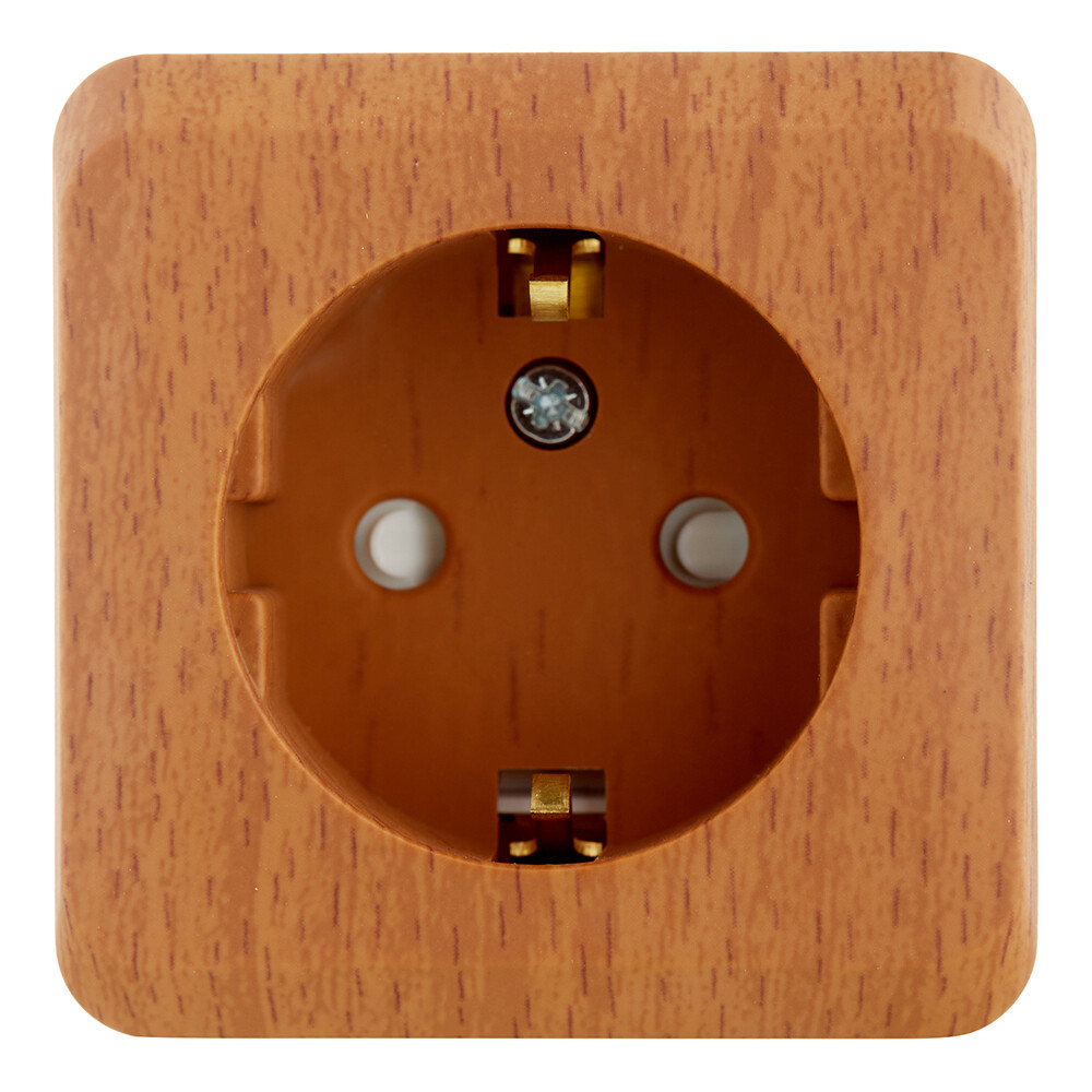 Изображение товара Розетка Systeme Electric Этюд с защитой шторками и рамкой 1 гнездо бук