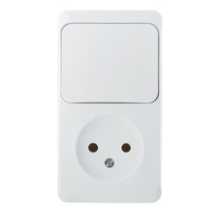 Изображение товара Блок выключатель и розетка Systeme Electric Этюд одноклавишный накладной белый (BPA16-204B)