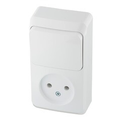 Блок выключатель и розетка Systeme Electric Этюд одноклавишный накладной белый (BPA16-204B) - фото 5