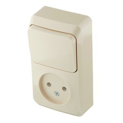 Блок выключатель и розетка Systeme Electric Этюд одноклавишный накладной кремовый (BPA16-204K) - фото 2