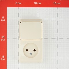 Блок выключатель и розетка Systeme Electric Этюд одноклавишный накладной кремовый (BPA16-204K) - фото 3