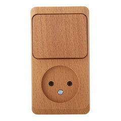 Изображение товара Блок выключатель и розетка Systeme Electric Этюд одноклавишный накладной бук (BPA16-204T)