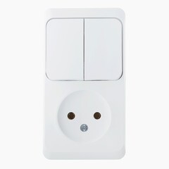 Изображение товара Блок выключатель и розетка Systeme Electric Этюд двухклавишный накладной белый (BPA16-205B)
