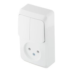 Блок выключатель и розетка Systeme Electric Этюд двухклавишный накладной белый (BPA16-205B) - фото 5