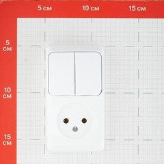 Блок выключатель и розетка Systeme Electric Этюд двухклавишный накладной белый (BPA16-205B) - фото 2