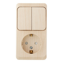 Блок выключатель и розетка Systeme Electric Этюд двухклавишный накладной сосна (BPA16-202D) - фото 1