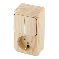 Блок выключатель и розетка Systeme Electric Этюд двухклавишный накладной сосна (BPA16-202D) - фото 5