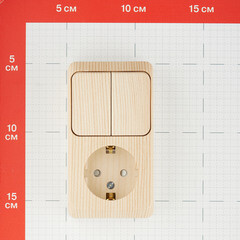 Блок выключатель и розетка Systeme Electric Этюд двухклавишный накладной сосна (BPA16-202D) - фото 2