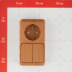 Блок выключатель и розетка Systeme Electric Этюд двухклавишный накладной бук (BPA16-202T) - фото 2