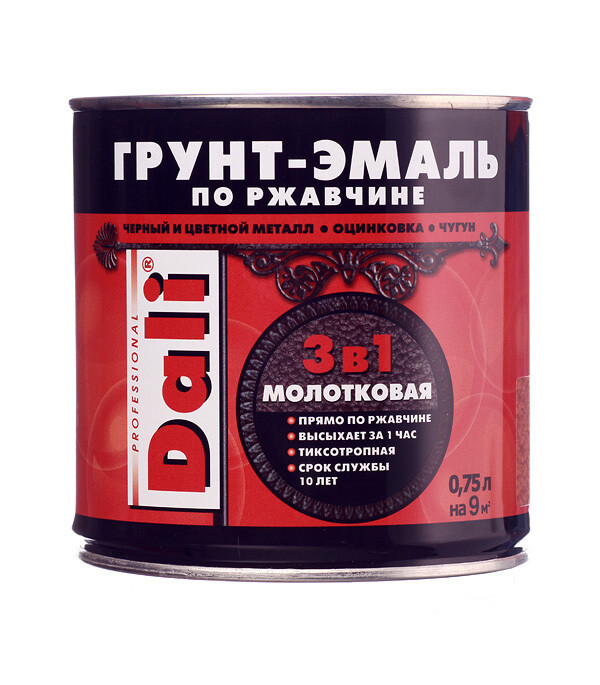 Изображение товара Грунт-эмаль по ржавчине 3в1 Dali медная молотковая глянцевая 0,75 л