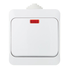 Выключатель Systeme Electric Этюд одноклавишный накладной белый с подсветкой (BA10-045B) - фото 1