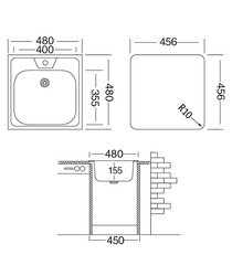 Мойка для кухни Ukinox Классика 48х48х14,5 см врезная с сифоном сталь (CLM480.480---4K OC/30980676) - фото 2