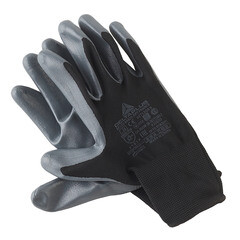 Перчатки полиэстеровые маслобензостойкие с нитриловым обливом Delta Plus черно-серые 9 (L) (VE712GR09/1692) - фото 2