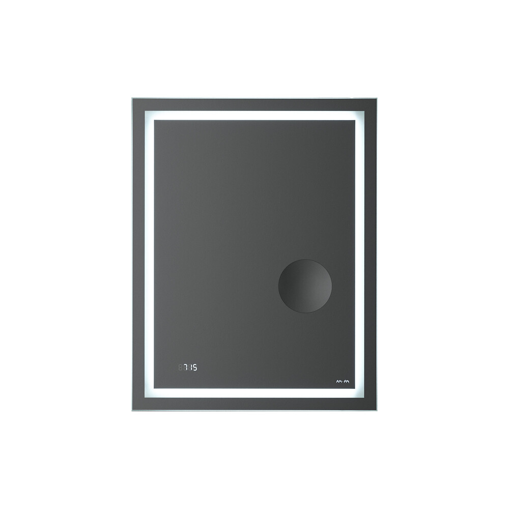 Изображение товара Зеркало с подсветкой прямоугольное 55х70 см с часами и увеличительным зеркалом AM.PM Gem