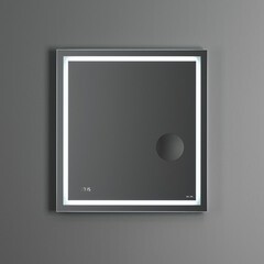 Зеркало с подсветкой прямоугольное 65х70 см с часами с увеличительным зеркалом AM.PM Gem (M91AMOX0653WG) - фото 2